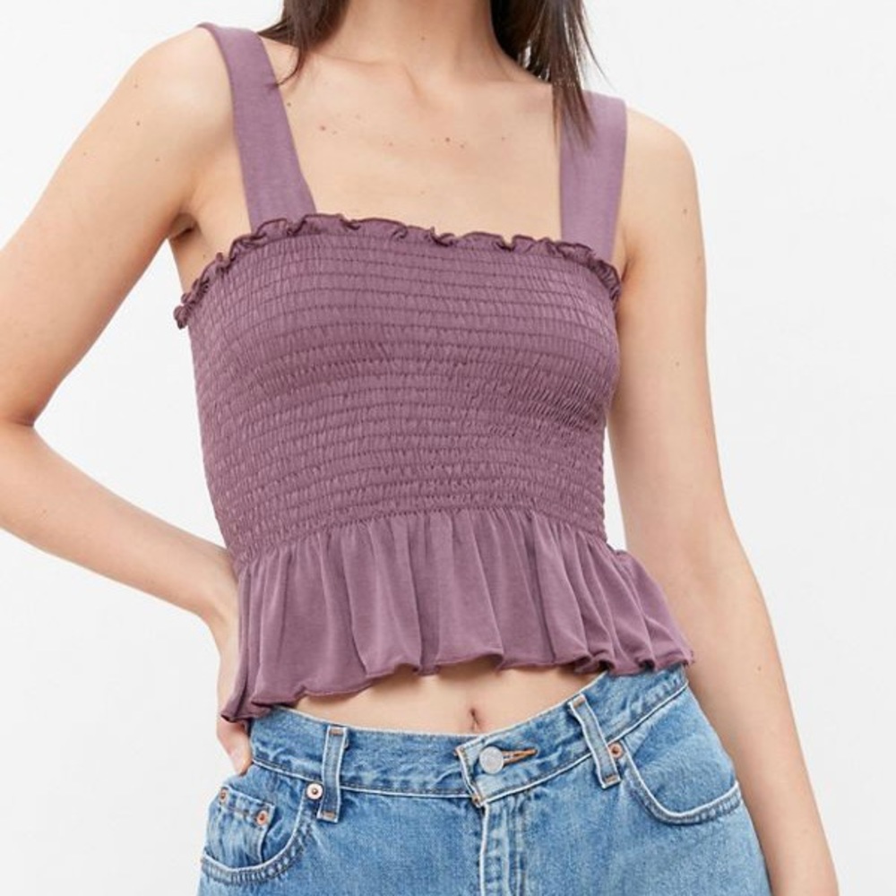 Urban Outfitters Purple Smocked Peplum Tank